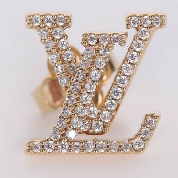 NWT Louis Vuitton Iconic Crystal Initiales Earrings Gold Authentic - GI… - Picture 2 of 16